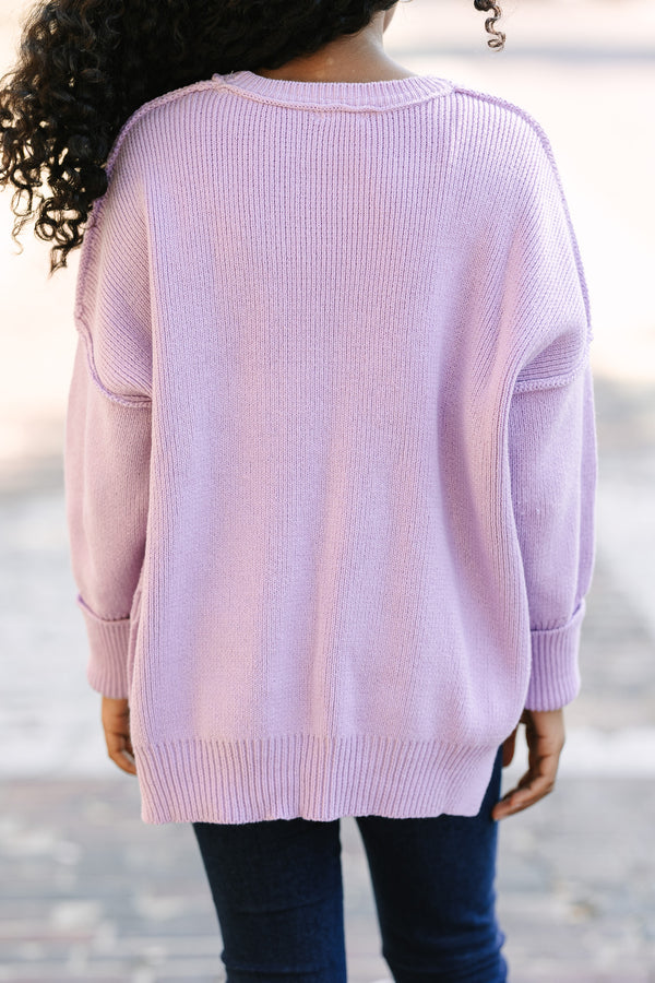 Girls: Give You Joy Lavender Purple Sweater