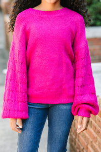 Girls: Feeling Close To You Magenta Purple Textured Sweater