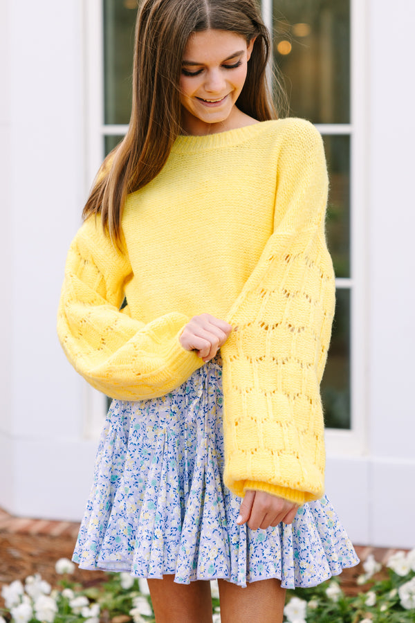 Girls: Feeling Close To You Yellow Textured Sweater