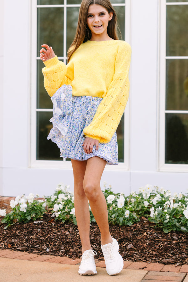 Girls: Feeling Close To You Yellow Textured Sweater