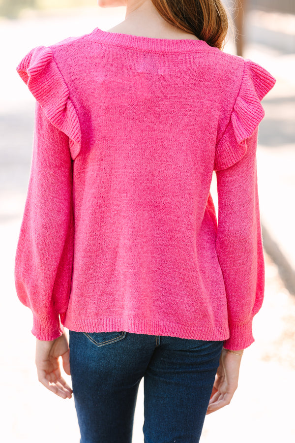 Girls: Give Me A Call Pink Ruffled Blouse