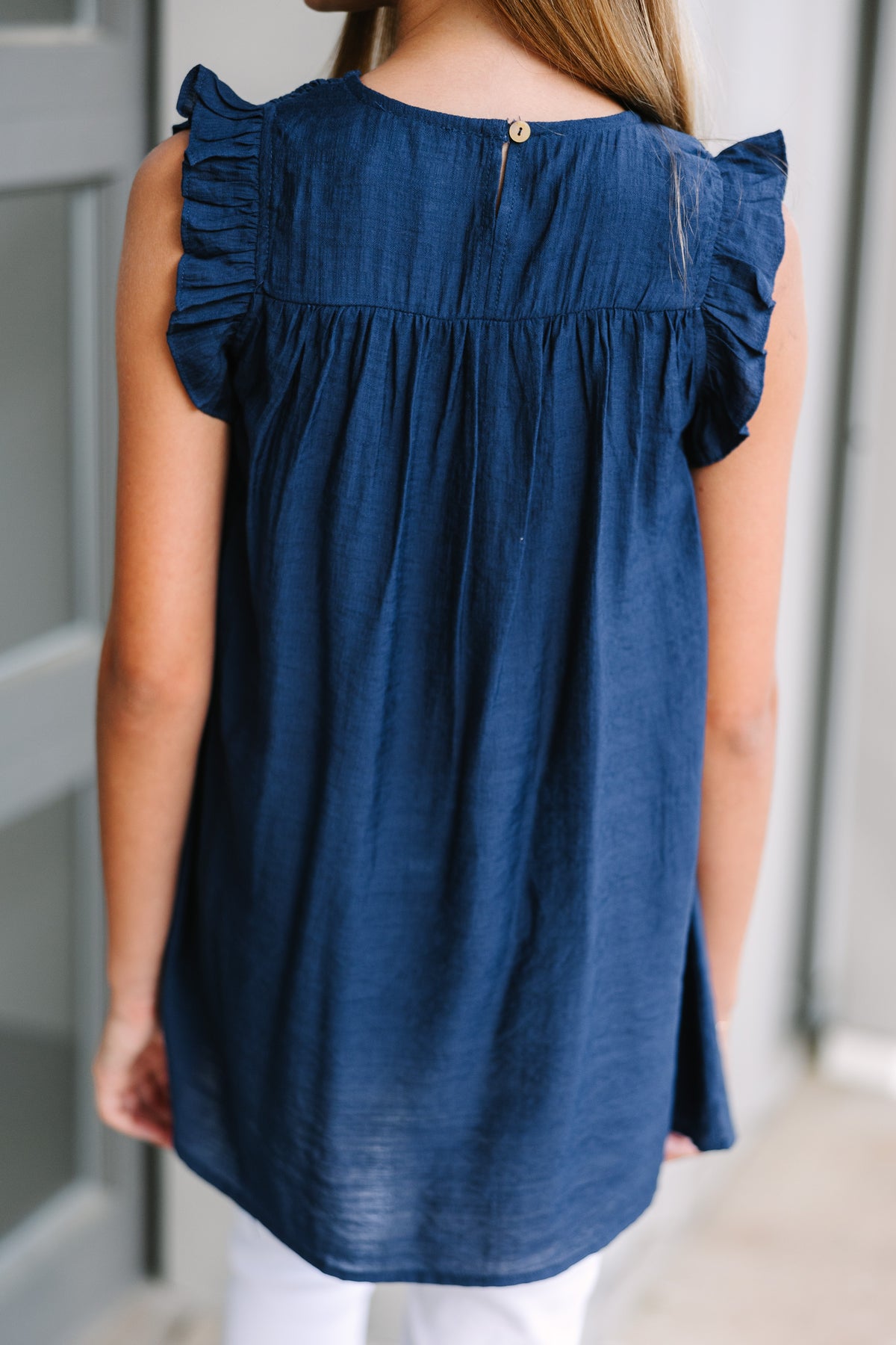 Girls: Longing For Fun Navy Blue Ruffled Tunic – Shop the Mint