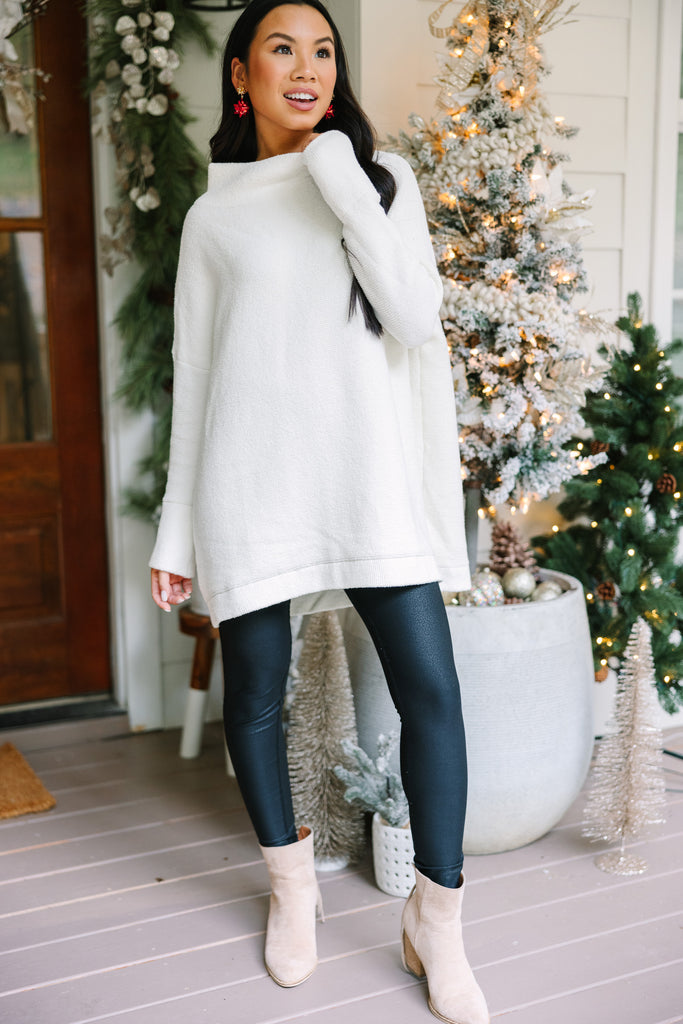 The Slouchy White Mock Neck Tunic – Shop the Mint
