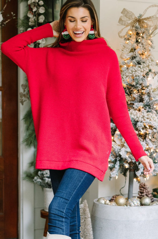The Slouchy Red Mock Neck Tunic – Shop the Mint
