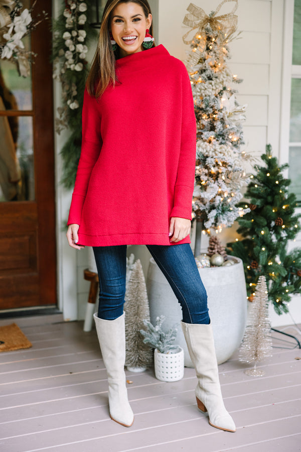 The Slouchy Red Mock Neck Tunic Shop the Mint The Slouchy Red Mock Neck Tunic Shop the Mint