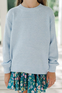 Girls: The Slouchy Light Blue Bubble 3/4 Sleeve Sweater