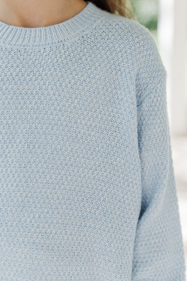 Girls: The Slouchy Light Blue Bubble 3/4 Sleeve Sweater