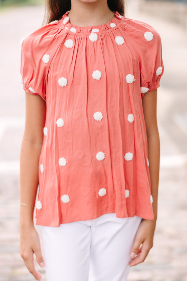 Girls: Want Your Love Sienna Pink Polka Dot Blouse