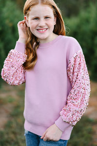 Girls: Don't Think Twice Light Pink Sequin Sweater