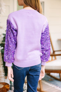 Girls: Don't Think Twice Lavendar Purple Sequin Sweater