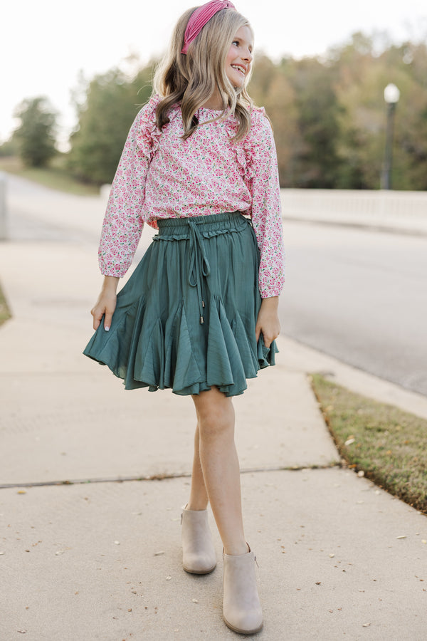 Girls: Look Your Way Olive Green Ruffled Skort