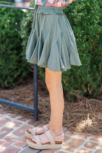 Girls: Look Your Way Olive Green Ruffled Skort