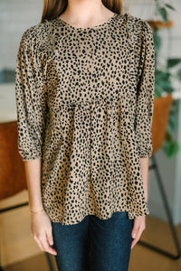 Girls: Feeling Wild Latte Brown Spotted Tunic