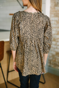 Girls: Feeling Wild Latte Brown Spotted Tunic