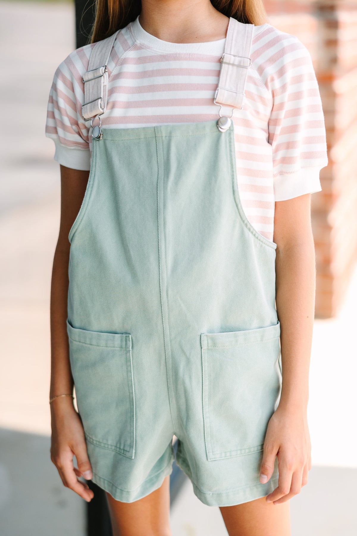 Girls All You Can See Light Sage Green Overalls Shop the Mint