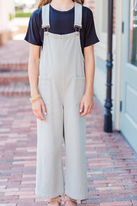 Girls: Have A Little Fun Olive Green Overalls