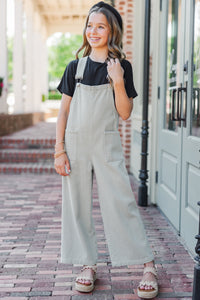 Girls: Have A Little Fun Olive Green Overalls