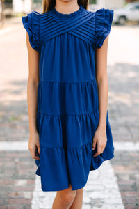 Girls: All About You Navy Blue Ruffled Dress