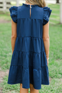 Girls: All About You Navy Blue Ruffled Dress