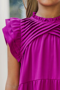 Girls: All About You Magenta Purple Ruffled Dress
