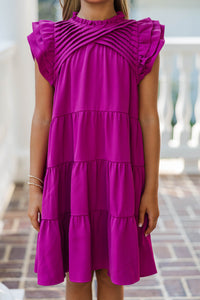 Girls: All About You Magenta Purple Ruffled Dress