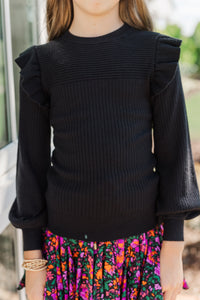 Girls: Reach Out Black Ruffled Sweater