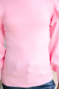Girls: Reach Out Pink Ruffled Sweater