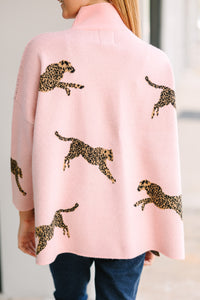 Girls: Quick Decisions Light Pink Cheetah 3/4 Sleeve Sweater