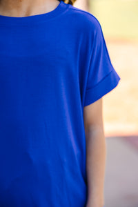 Girls: Make Your Life Easy Bright Blue Crew Neck Top