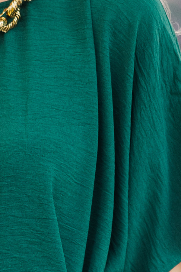 Happy Thoughts Emerald Green Tied Blouse