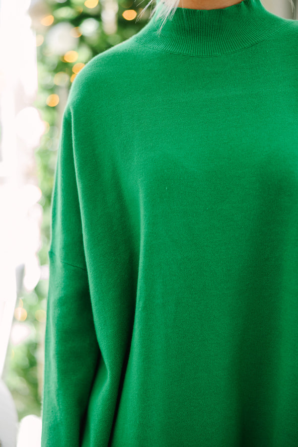 Going With You Kelly Green Mock Neck Sweater