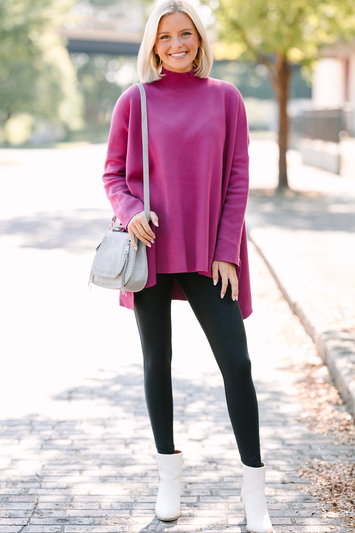 Going With You Magenta Purple Mock Neck Sweater – Shop the Mint