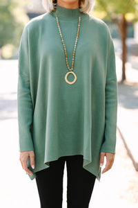 Going With You Olive Green Mock Neck Sweater