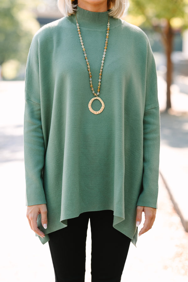 Light Olive Mock Neck Sweater main image 0