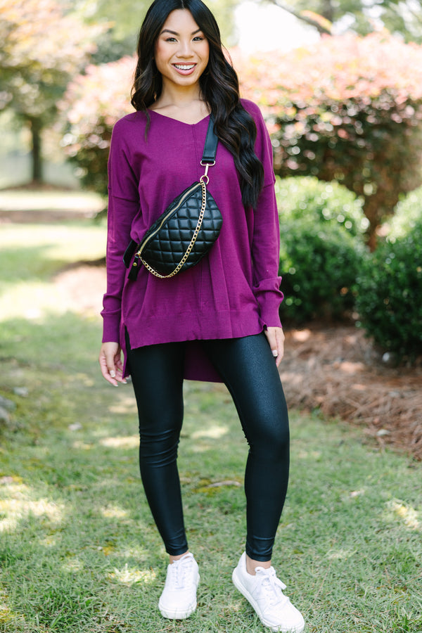 Long Pleated Tunic in Plum
