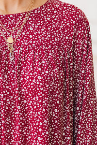 Feeling Blessed Burgundy Red Ditsy Leopard Tunic