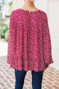 Feeling Blessed Burgundy Red Ditsy Leopard Tunic