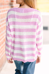 Girls: Always On My Mind Pink Striped Sweater