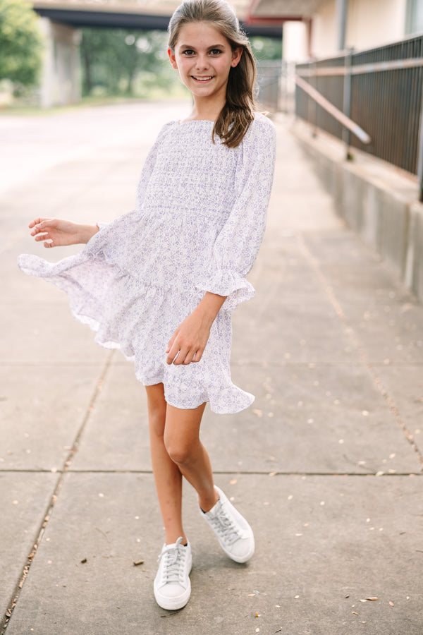 Girls: Let's Get Together Lavender Purple Ditsy Floral Smocked Dress ...