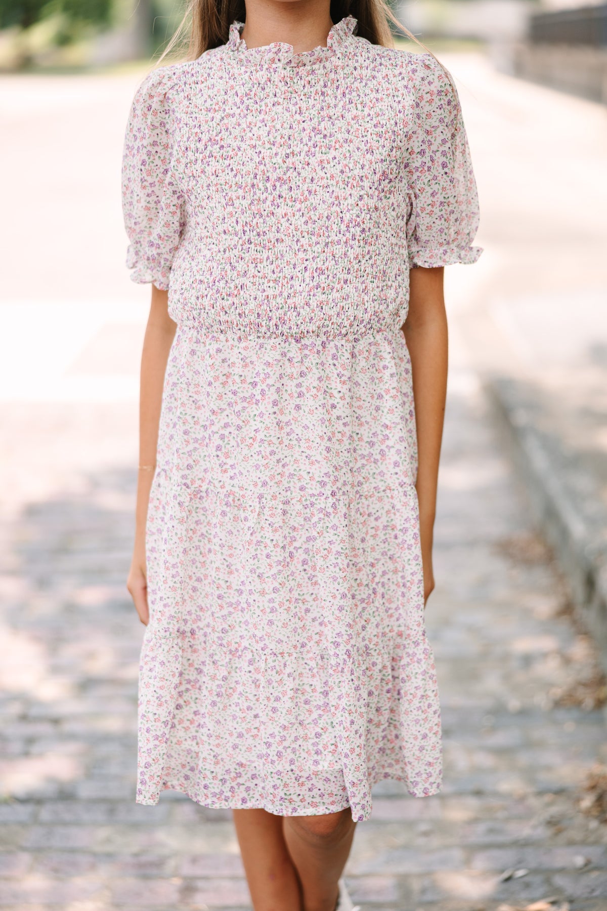 Girls: Sweet Moments Pink Ditsy Floral Tiered Midi Dress – Shop the Mint