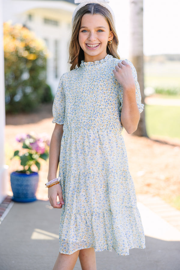Girls: Sweet Moments Blue Ditsy Floral Tiered Midi Dress Shop the Mint Girls: Sweet Moments Blue Ditsy Floral Tiered Midi Dress Shop the Mint