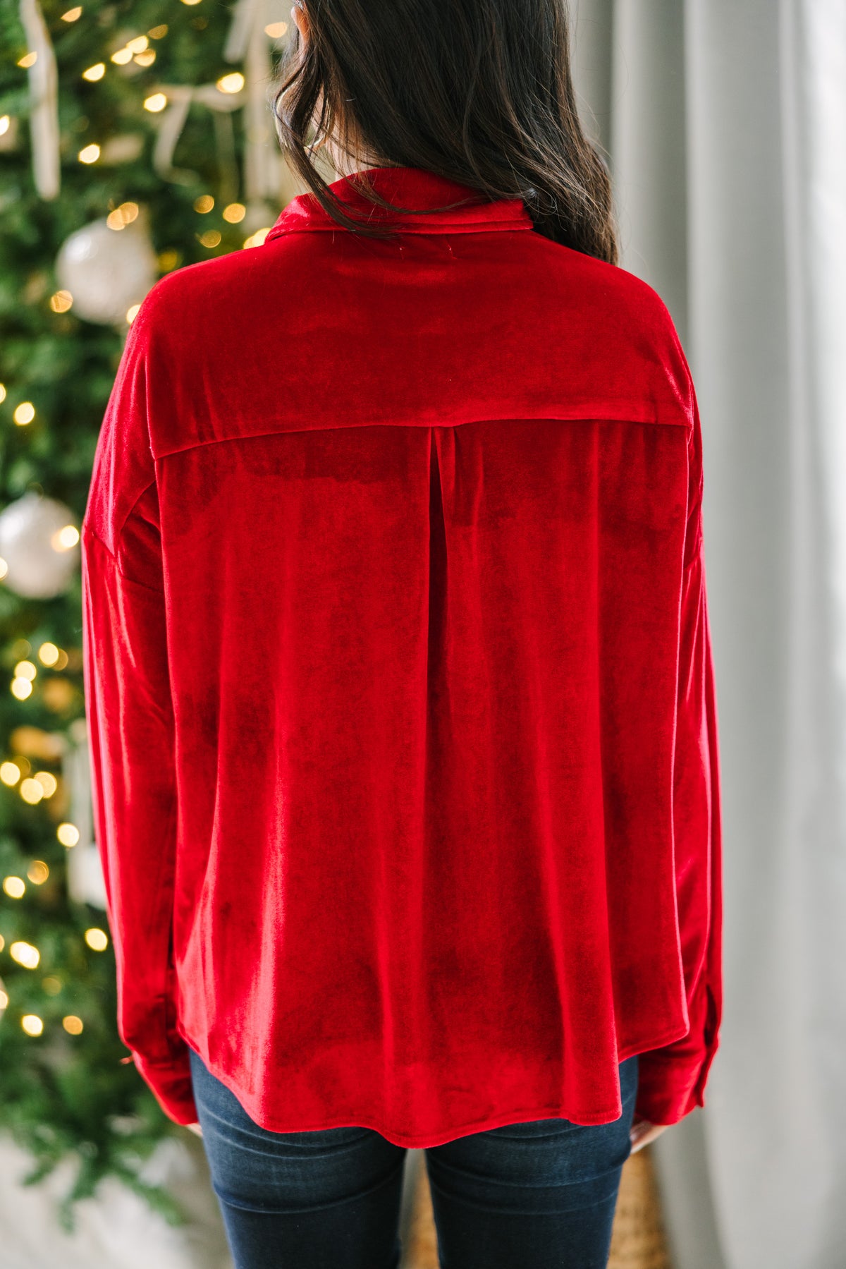 Looking At You Red Velvet Blouse Shop the Mint