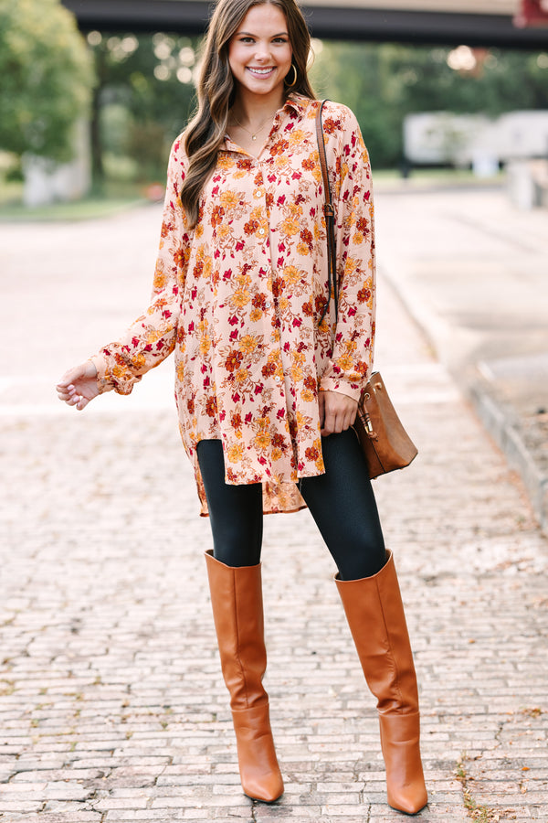 Taking Care Of You Peach Pink Floral Tunic – Shop the Mint