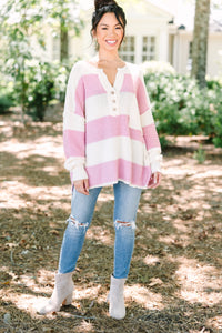 Best Day Ever Mauve Pink Striped Sweater