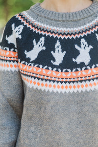 Hallows' Eve Taupe Brown Halloween Sweater