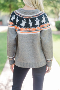 Hallows' Eve Taupe Brown Halloween Sweater