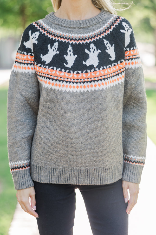 Hallows' Eve Taupe Brown Halloween Sweater