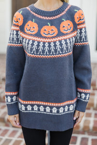 Spooky Season Charcoal Gray Halloween Sweater