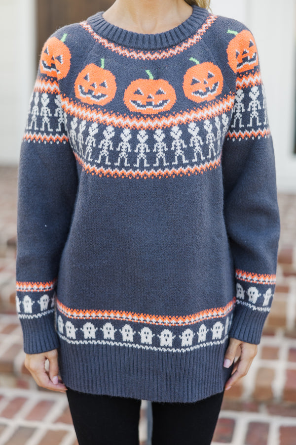 Spooky Season Charcoal Gray Halloween Sweater