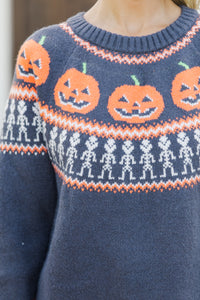 Spooky Season Charcoal Gray Halloween Sweater